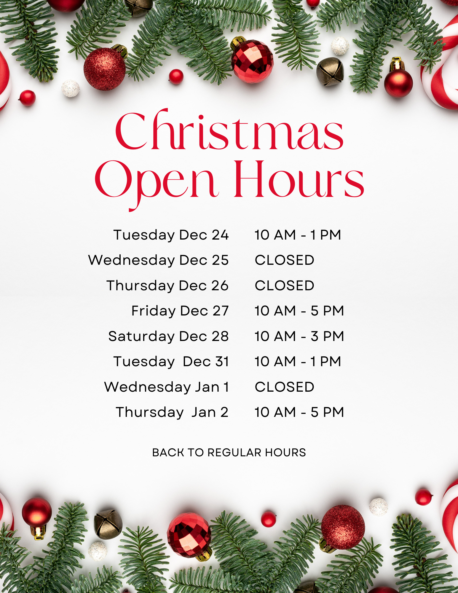 Holiday Hours 2024